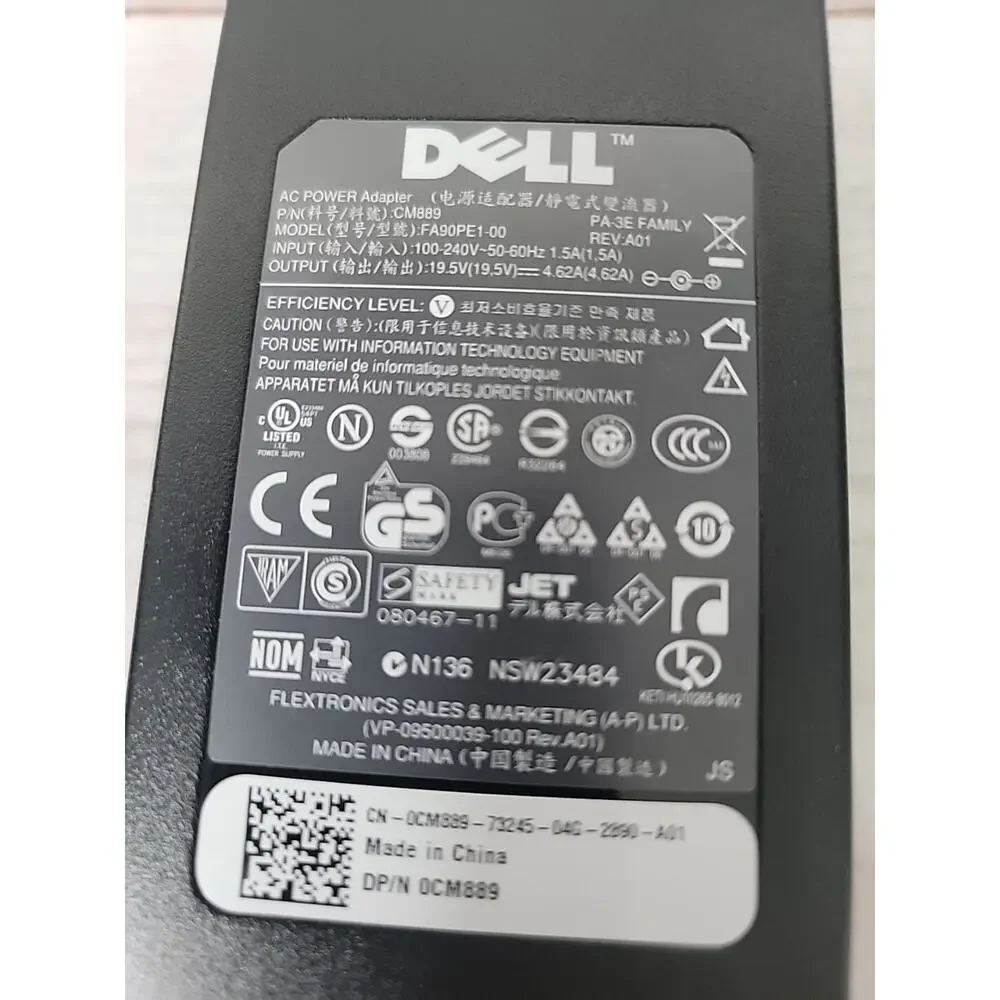 Genuine Dell Lap Top AC Adapter FA90PE1-00 19.5V 3.34A CM889 90W